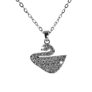 Collana ciondolo cigno fenicottero argento donna punto luce strass cerimonia