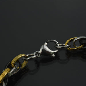 GM set collana  +Bracciale uomo acciaio inox tricolore oro catena regolabile