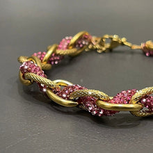 Carica l&#39;immagine nel visualizzatore di Gallery, Bracciale Acciaio inossidabile lega Donna Braccialetto oro fuxia corda strass