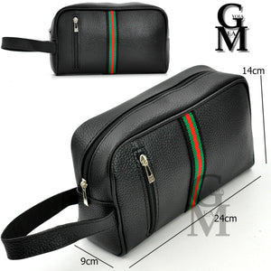 Pochette originale GM MODA strisce verdi uomo borsa mano pelle nero sport uomo