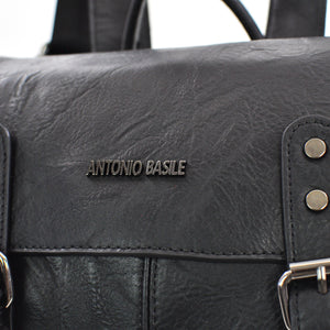 Zaino pelle nero vintage firmato Antonio Basile uomo porta pc lavoro capiente