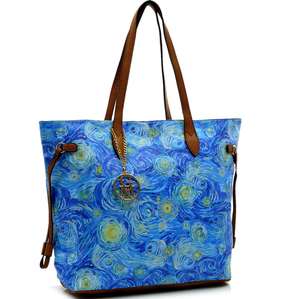 GM borsa shopping fantasia stampa Vincent Van Gogh Notte stellata cielo stellato