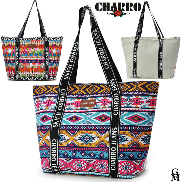 Borsa mare CHARRO grande capiente chiusura cerniere resistente fantasia zig zag