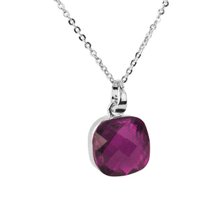 Collana ciondolo cristallo rosso rosa argento donna punto luce strass cerimonia