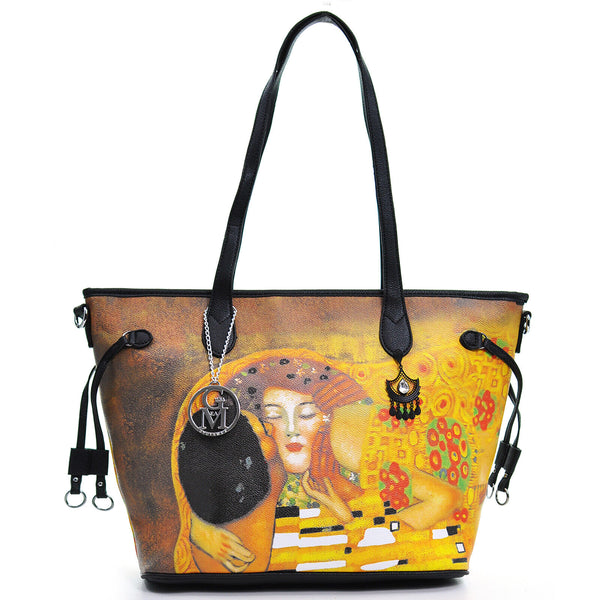 GM borsa STRASS fantasia dipinto quadro Gustav klimt donna pelle shopping spalla