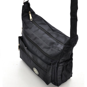 Borsa tessuto nylon impermeabile passeggio tracolla nera tasche moda postina zip