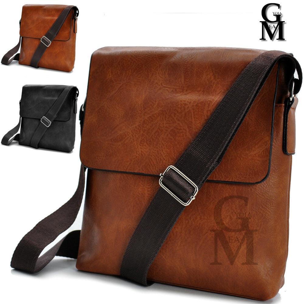 Gyoiamea borsello nuovo uomo vintage pelle tracolla spalla marrone grande ipad