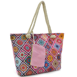 BORSA mare fantasia colorata maiolica piastrelline spiaggia DONNA manici corda