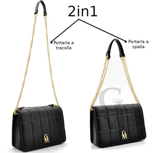 Gyoiamea 2in1 borsa borsetta da spalla a tracolla pelle donna rigida trapuntata