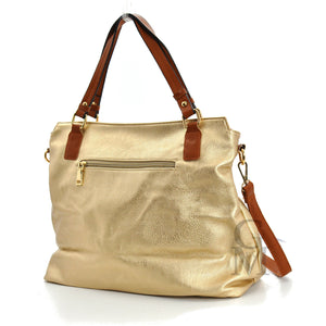 GM Nadia borsa morbida donna shopping spalla pelle casual argentata oro grande nuova