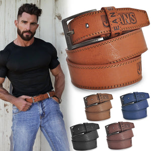 Cintura Uomo foderata Vera Pelle cowboy jeans timbrata casual Fibbia Regolabile