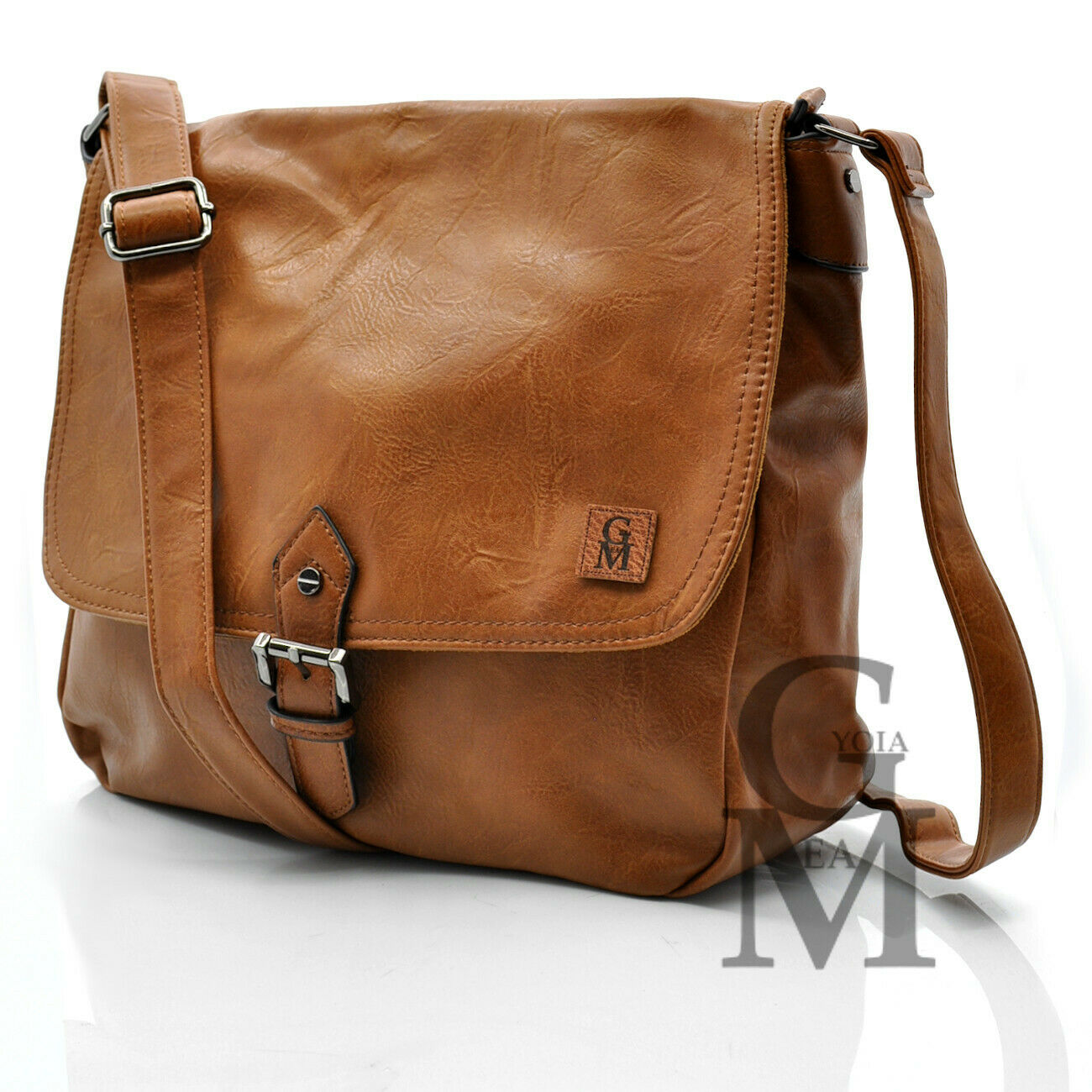 Borsa uomo donna fibbie vintage pelle cuoio tolfa militare tracolla messanger