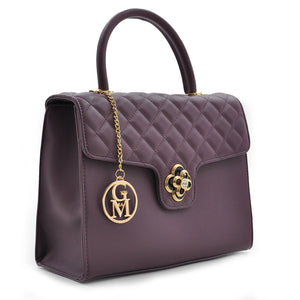 Gyoiamea Borsa viola donna bauletto nuova baule pelle rigida trapuntata tracolla