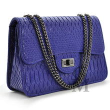 Carica l&#39;immagine nel visualizzatore di Gallery, Borsa borsetta pelle  donna tracolla blu catena new