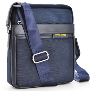 Borsello uomo firmato COVERI blu tasche tessuto tecnico nylon sportivo passeggio