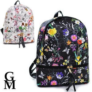 GM Zaino zainetto pelle colorato fantasia casual fiori fiorata casual passeggio