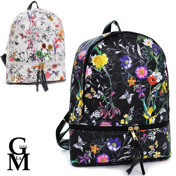 GM Zaino zainetto pelle colorato fantasia casual fiori fiorata casual passeggio