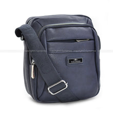 Carica l&#39;immagine nel visualizzatore di Gallery, CHARRO ITALIA borsello 5 tasche zip capiente grande uomo pelle tracolla blu nera