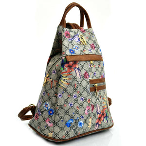 Gyoiamea 2in1 zaino borsa trasformabile donna sacco zainetto fantasia fiori