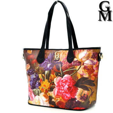 Borsa shopping dipinto stampa van brussel fiori in un vaso paulus theodorus moda