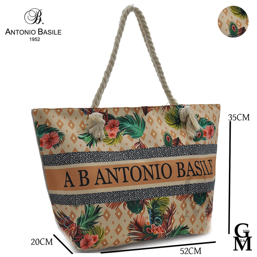 borsa mare fantasia brasile floreale firmata A.Basile colorata manici corda