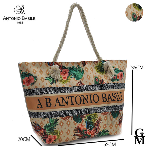 borsa mare fantasia brasile floreale firmata A.Basile colorata manici corda