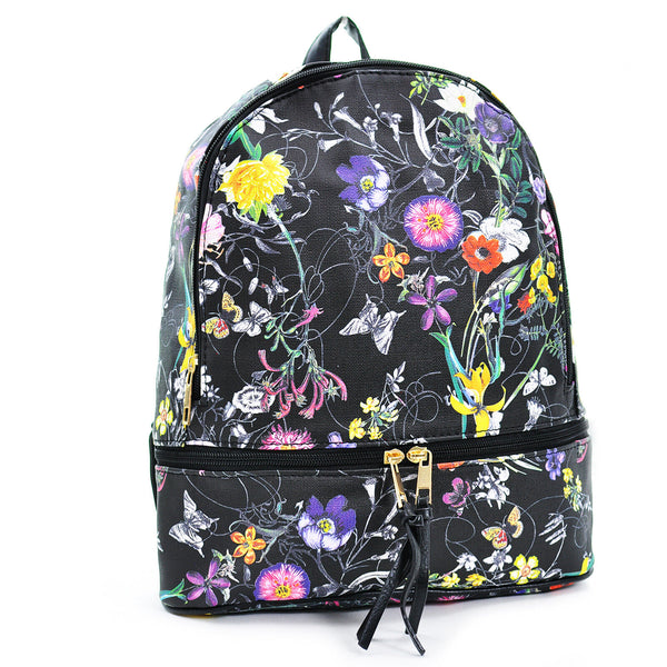 GM Zaino zainetto pelle colorato fantasia casual fiori fiorata casual passeggio