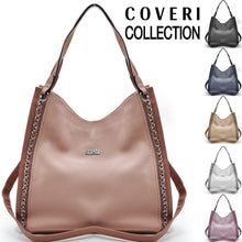 Carica l&#39;immagine nel visualizzatore di Gallery, Borsa COVERI donna pelle mono manico hobo capiente sacco shopping catene rosa