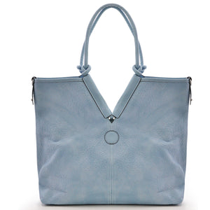 Borsa donna GM celeste azzurro grande pelle spalla shopping semplice capiente