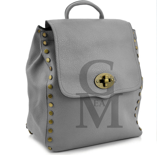 GM borsa zaino 2in1 donna fibbie borchie pelle cuoio scuola spalla tracolla