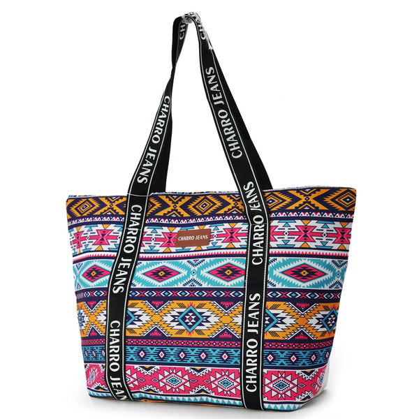 Borsa mare CHARRO grande capiente chiusura cerniere resistente fantasia zig zag