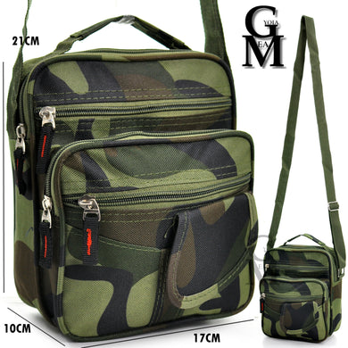 Borsello 6 tasche uomo fantasia militare mimetico borsellino tessuto tracolla