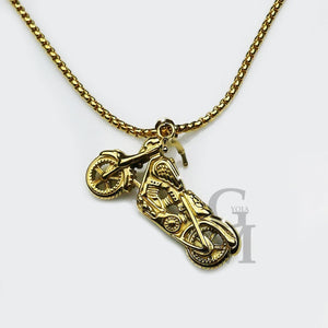 Gyoiamea Collana uomo acciaio inossidabile moto oro motocicletta hip hop biker