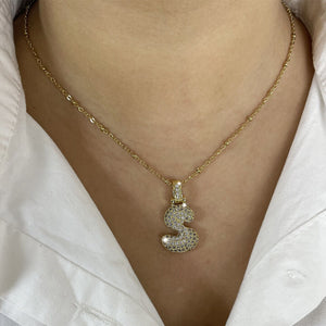 Collana donna oro strass incastonati lettera particolare acciaio inossidabile