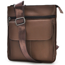 Carica l&#39;immagine nel visualizzatore di Gallery, GM borsello vintage zip uomo sottile classico vera pelle tracolla spalla marrone