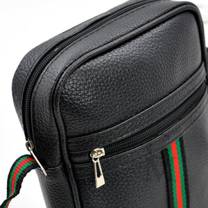 Borsello strisce verdi nero uomo borsa grande piccolo borsellino tracolla zip