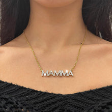 Carica l&#39;immagine nel visualizzatore di Gallery, GM gioiello Collana donna oro strass scritta Mamma idea regalo maglia catena