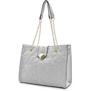 Borsa GM elegante rosa spalla shopping trapuntata cuore manici catena spalla