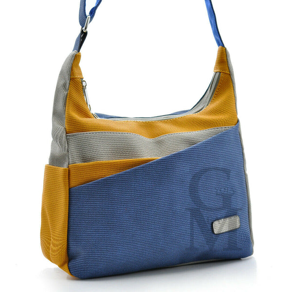 Borsa a tracolla capiente ecopelle passeggio spalla multicolore bicolore viaggio