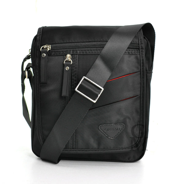 Borsello uomo nero casual tessuto impermeabile nylon tracolla zip tasche lavoro