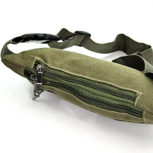 Marsupio uomo tessuto canvas verde militare borsa cintura vita lavoro viaggio