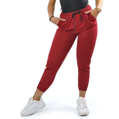 Pantalone donna elasticizzato leggero palestra casual sportivo morbido rosso new