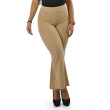 Carica l&#39;immagine nel visualizzatore di Gallery, Pantaloni donna zampa elefante elegante moda italy morbidi beige MADE IN ITALY