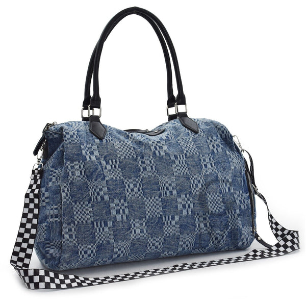 Borsa bauletto grande donna originale grande capiente jeans bagaglio viaggi jeansata viaggiare viaggio passeggio