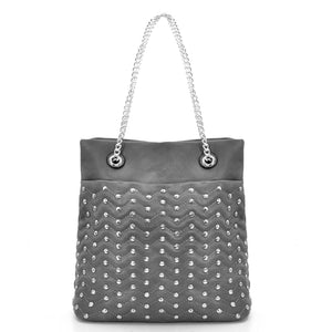 Borsa tote rock sportiva manici catena borchie borchiata spalla casual passeggio