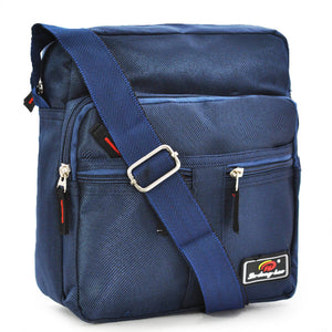 Borsello messenger blu da uomo in nylon con tracolla regolabile 5 tasche LUDONG