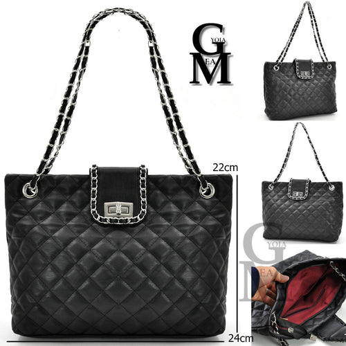 GM borsa donna tote pelle trapuntata donna spalla shop rock manici catena spalla