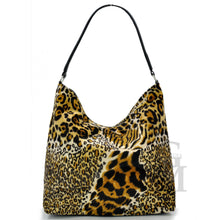 Carica l&#39;immagine nel visualizzatore di Gallery, Borsa GRANDE hobo sacco pelo pelliccia moda casual fantasia leopardata maculata