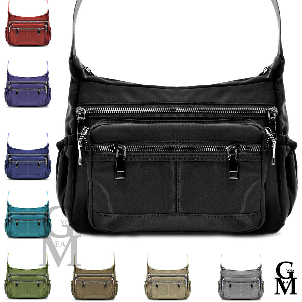 Borsa giornaliera donna tracolla nylon tasche capiente tessuto no kipling tela