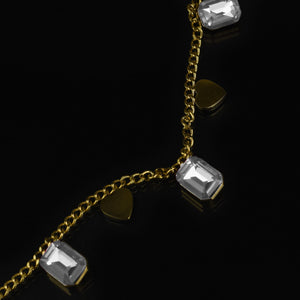 GM gioiello Collana donna oro strass cristalli elegante smeraldo cuori girocollo